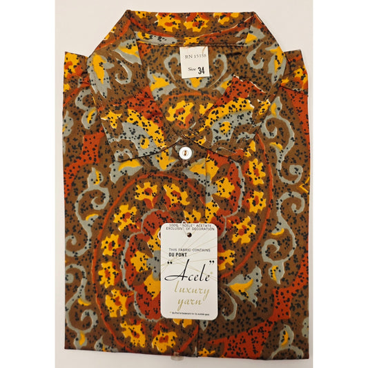 VINTAGE *NEW* 1960's Dupont Women's Multicolor Paisley Shirt Size 34 (4-6)