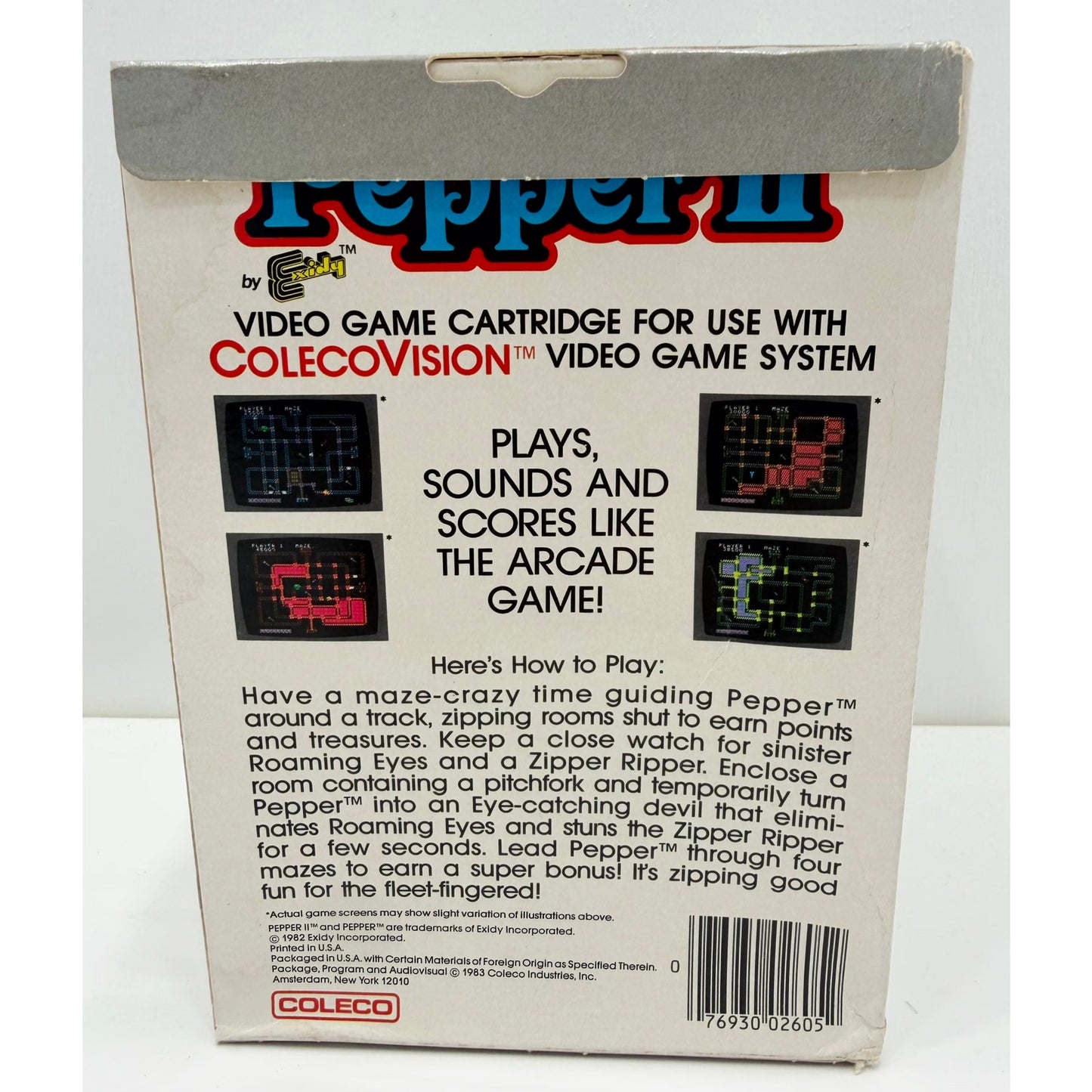 ColecoVision 1983 Pepper II Game NOS Original Set Sealed Damaged Stuck