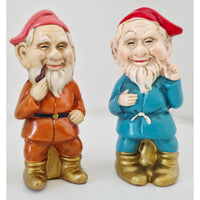 VINTAGE *NEW* 1960's Commadore Happy Time Set of 2 Smiling Holiday Elf Figurines