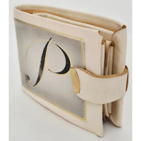 VINTAGE *PRISTINE* 1970's Cream with "P" Initial Bi-Fold Coin, Photo and Cash Wallet