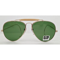 VINTAGE *NEW* 1970's Ray Max Gold Frame with Green Lens Aviator Sunglasses