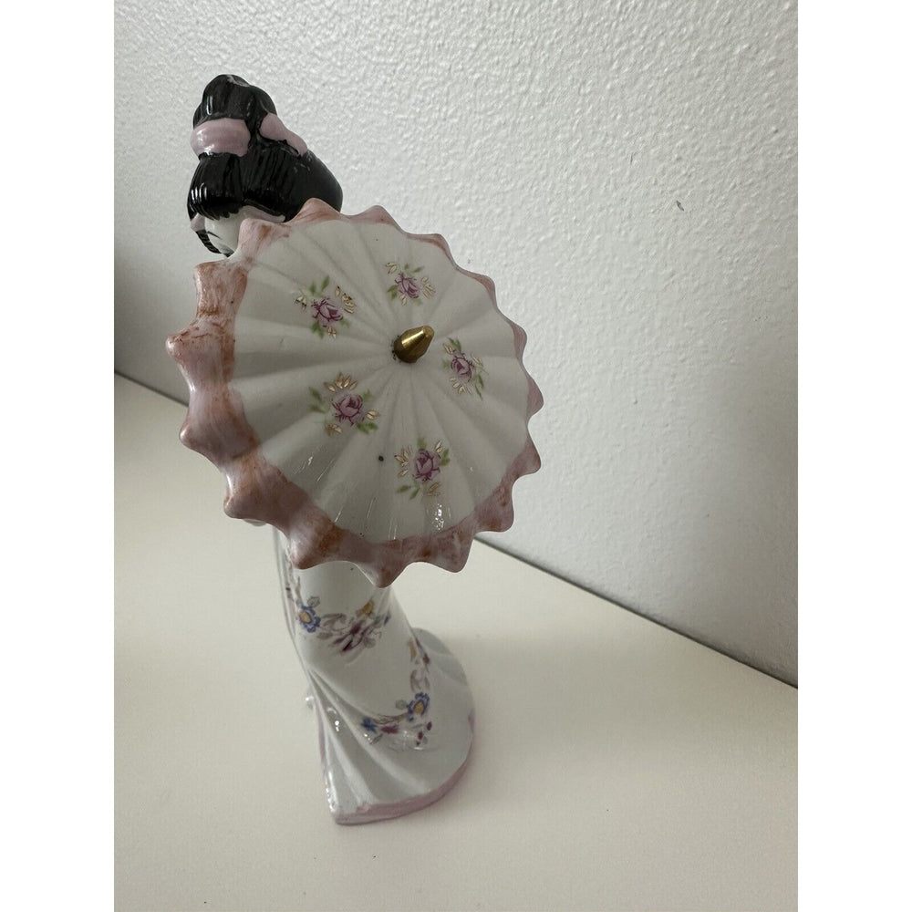 VINTAGE *NEW* 1950's Sophia-Ann Oriental Porcelain Figurine with Umbrella