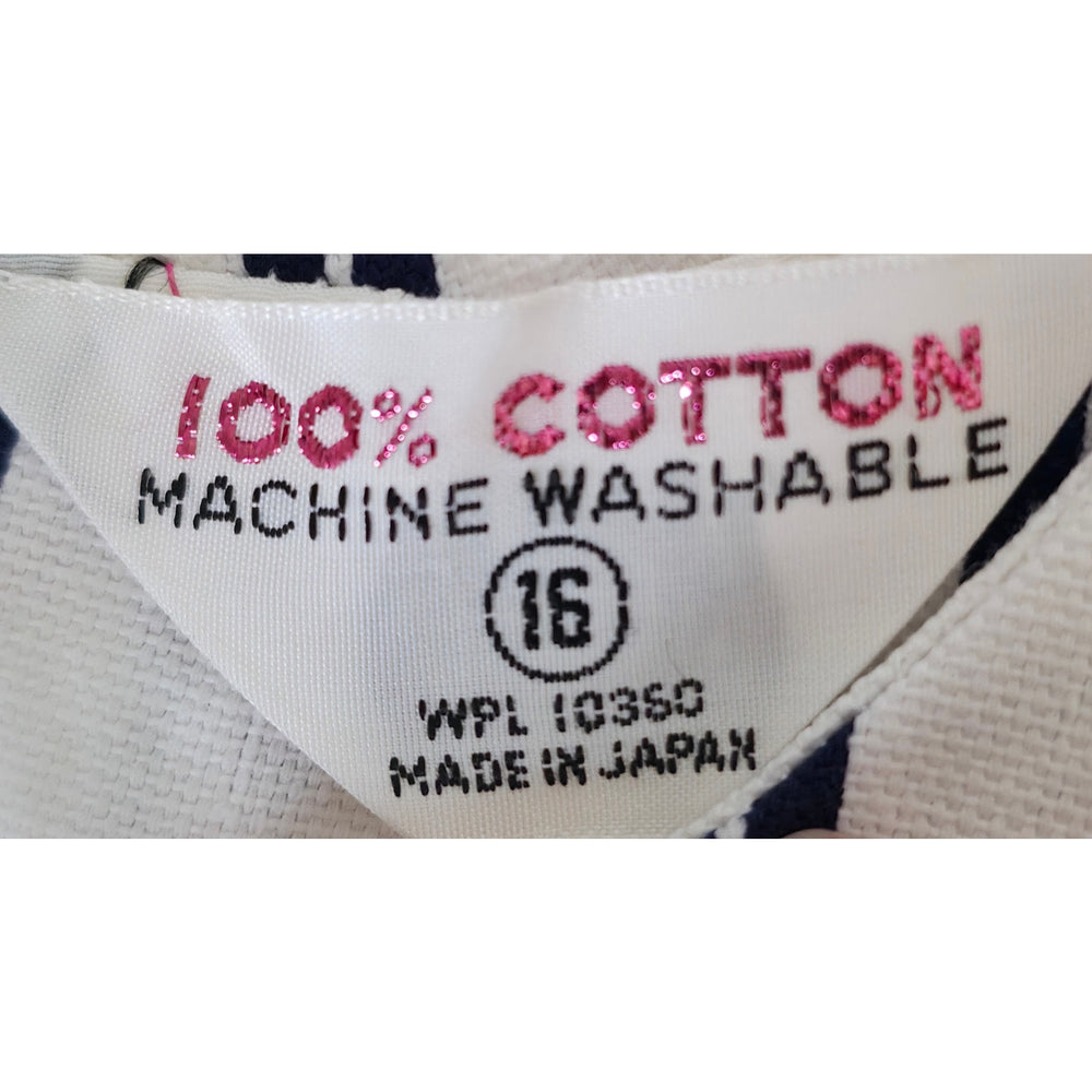 VINTAGE *NEW* 1960's Blue and White Striped Waist Tie Romper Size 16 Japan