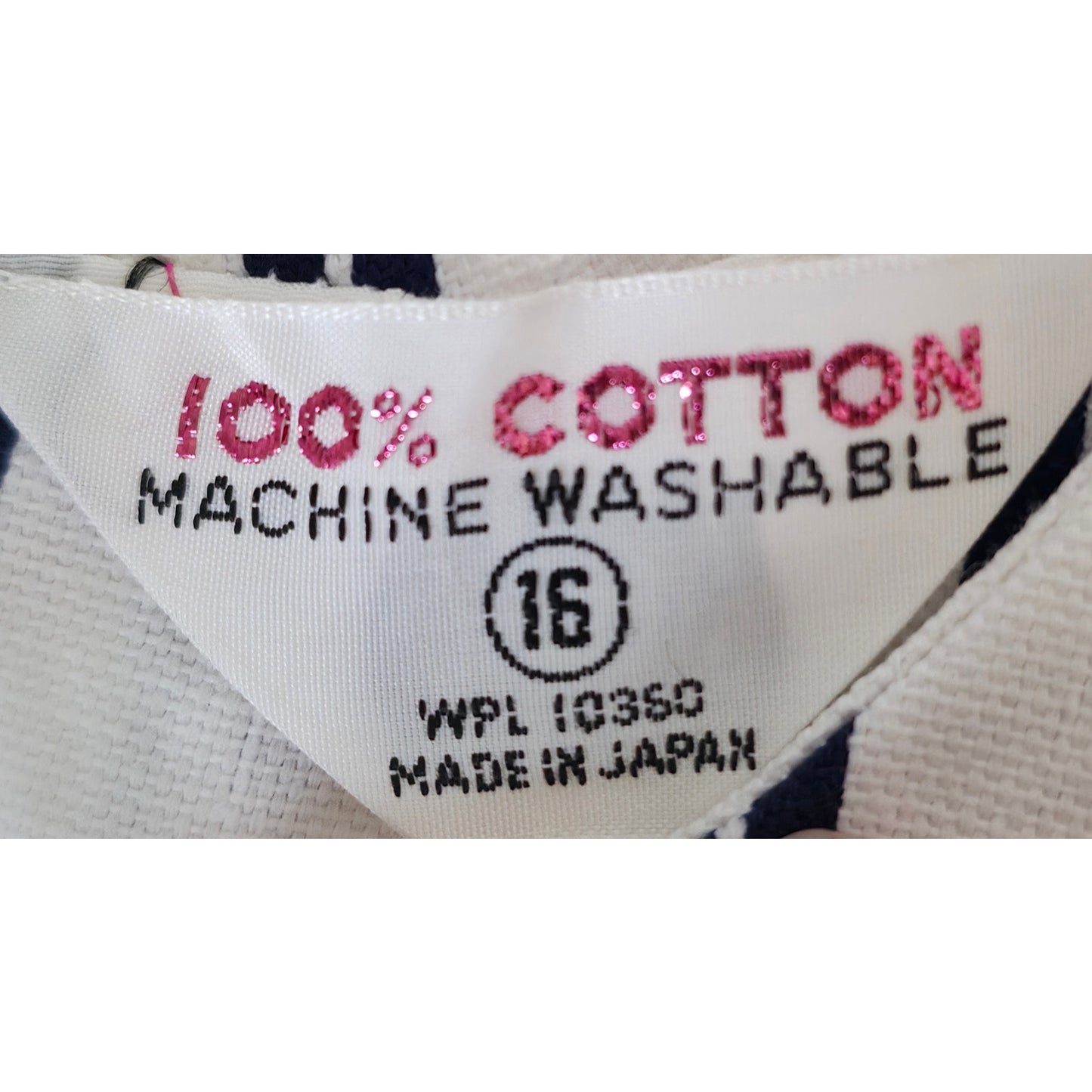 VINTAGE *NEW* 1960's Blue and White Striped Waist Tie Romper Size 16 Japan