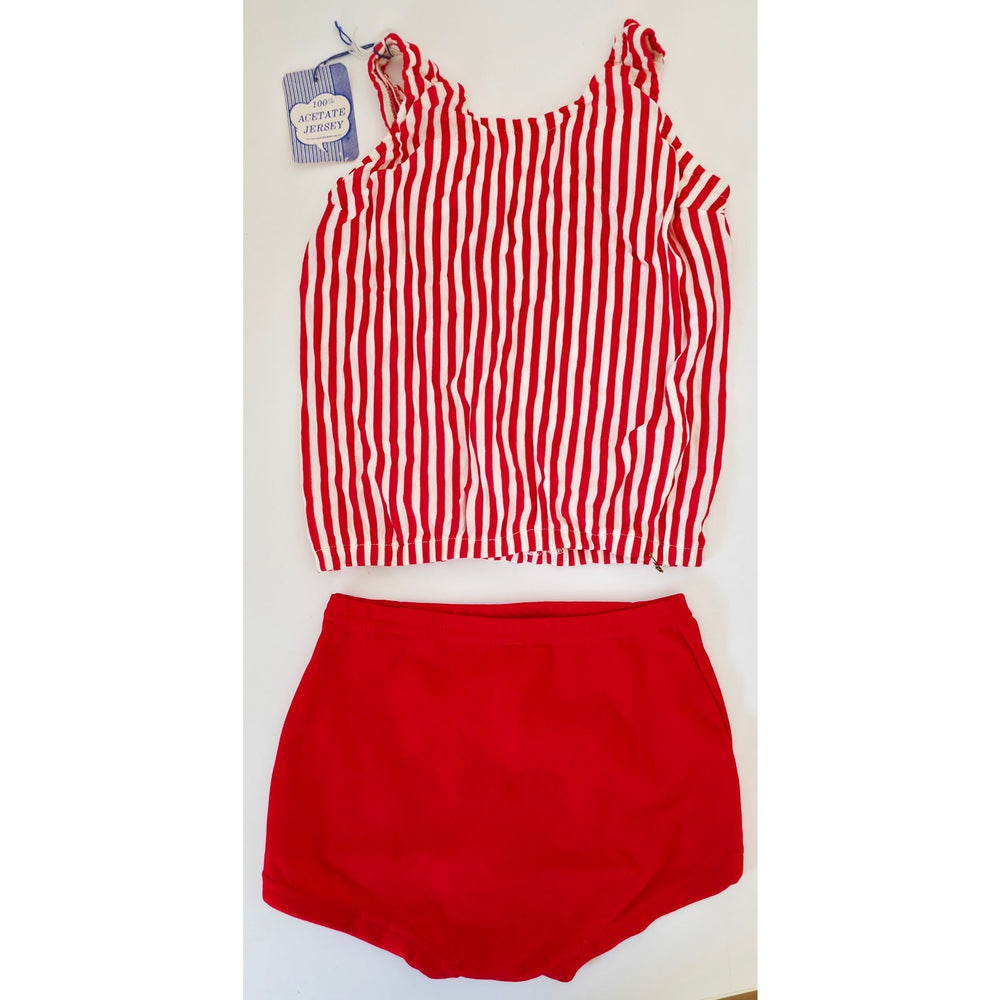 VINTAGE *NEW* 1950's Kids Red & White Swimsuit | Bathing Suit Size 12 USA