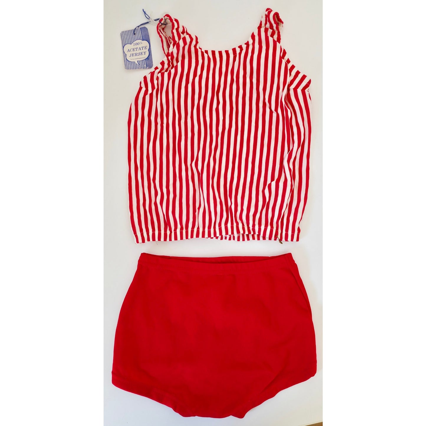VINTAGE *NEW* 1950's Kids Red & White Swimsuit | Bathing Suit Size 12 USA