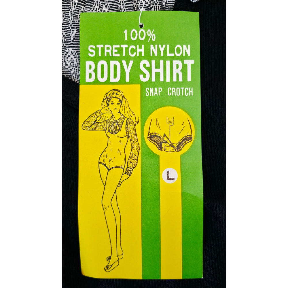 VINTAGE *NEW* 1960's Women's Body Shirt with Pointed Collar 100% Nylon Size L