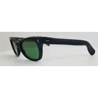 VINTAGE *NEW* 1970's Glam Unisex Sunglasses Black Oval Frame with Green Lens