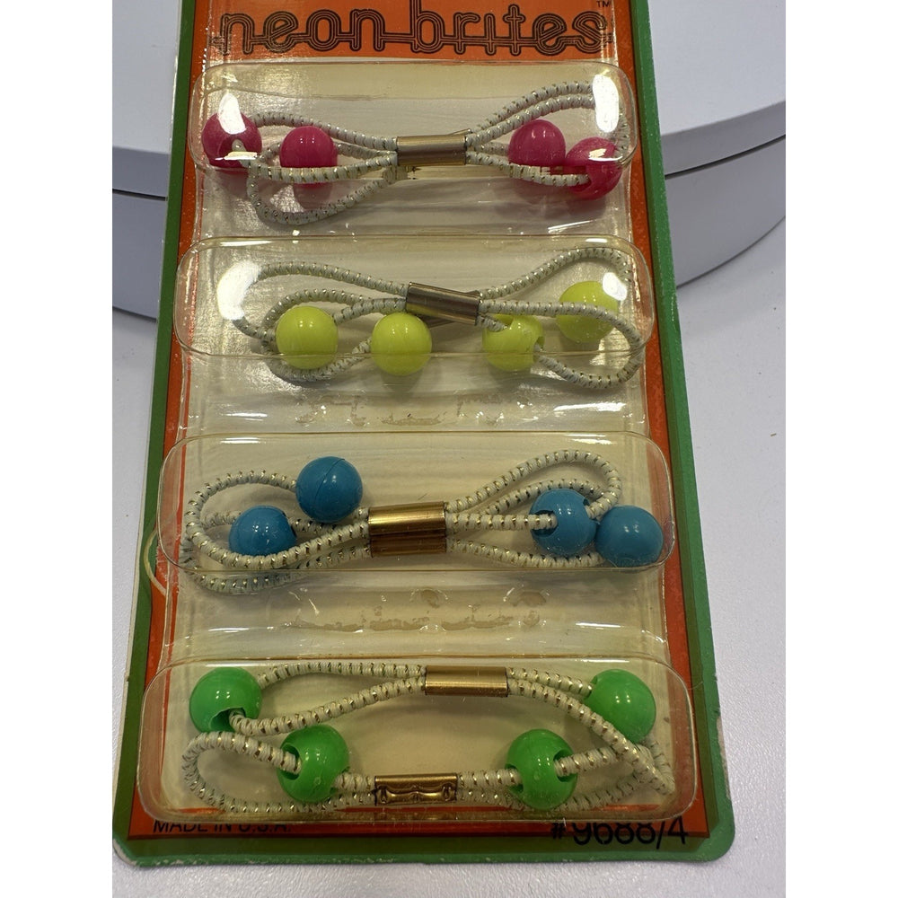 VINTAGE *NEW* 1980's Goody Ponytail Holders Small Neon Brites Pk of 8 #9688/4