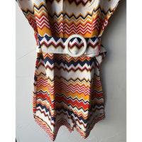 VINTAGE *NEW* 1960's Chevron Print Romper with Belt Size 16 (Fits like 8-10)