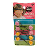 VINTAGE *NEW* 1980's Wil-Hold Ponytail Holders Easy On/Off Pink & Yellow # 290/8