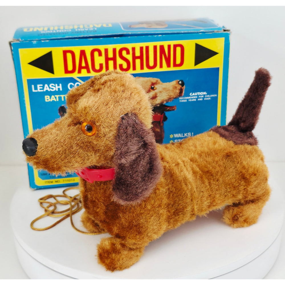 VINTAGE *NEW* 1960's Dachshund Leashed Walking Barking Collared Dog