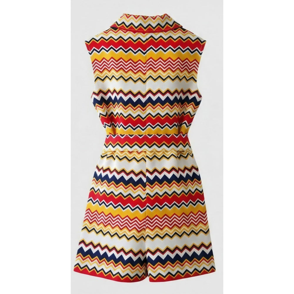VINTAGE *NEW* 1960's Chevron Print Romper with Belt Size 14 Japan