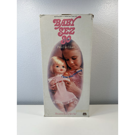 VINTAGE *NEW* 1976 New In Box Baby Sez So Press Her Heart Talking Doll Blonde
