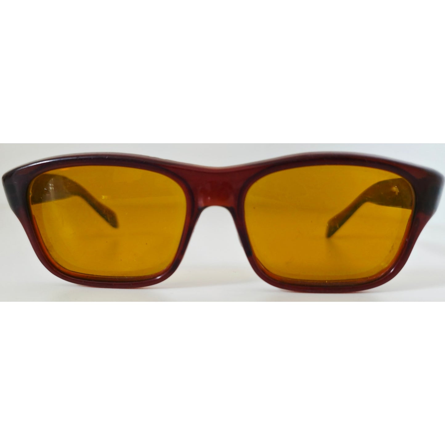 VINTAGE *NEW* 1970's Dark Brown Frame with Yellow Lens Sunglasses