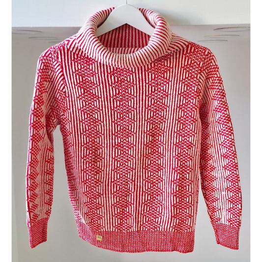VINTAGE *NEW* 1960's DuPont Women's Red & White Collared Sweater Size M (36)