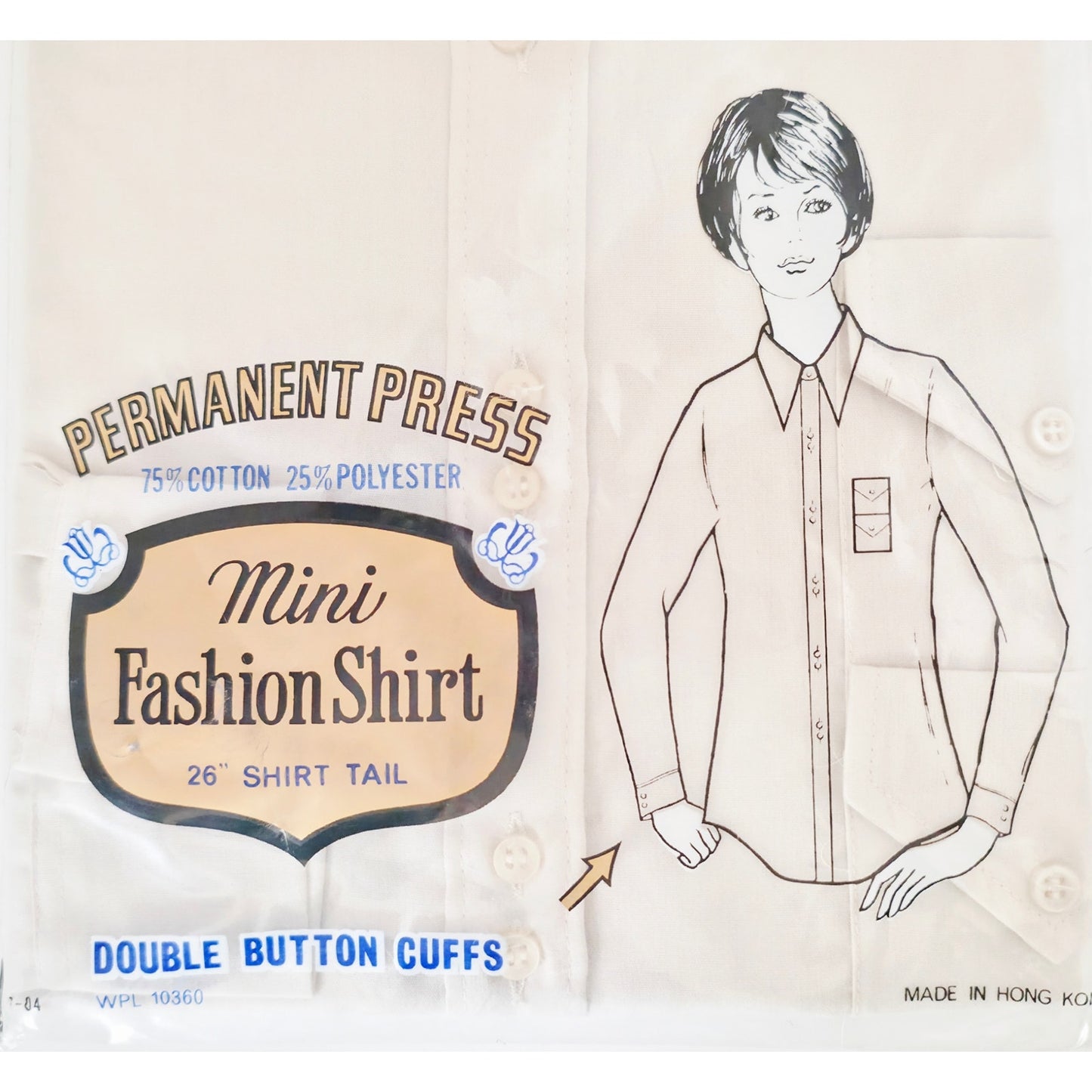 VINTAGE *NEW* 1960's Women's Mini Fashion Shirt Beige Cotton Blend Size 36