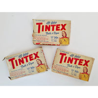 VINTAGE *NEW* 1960's TINTEX All Fabric Dyes 2 Blue 1 Brown Set of 3 1.5oz Each