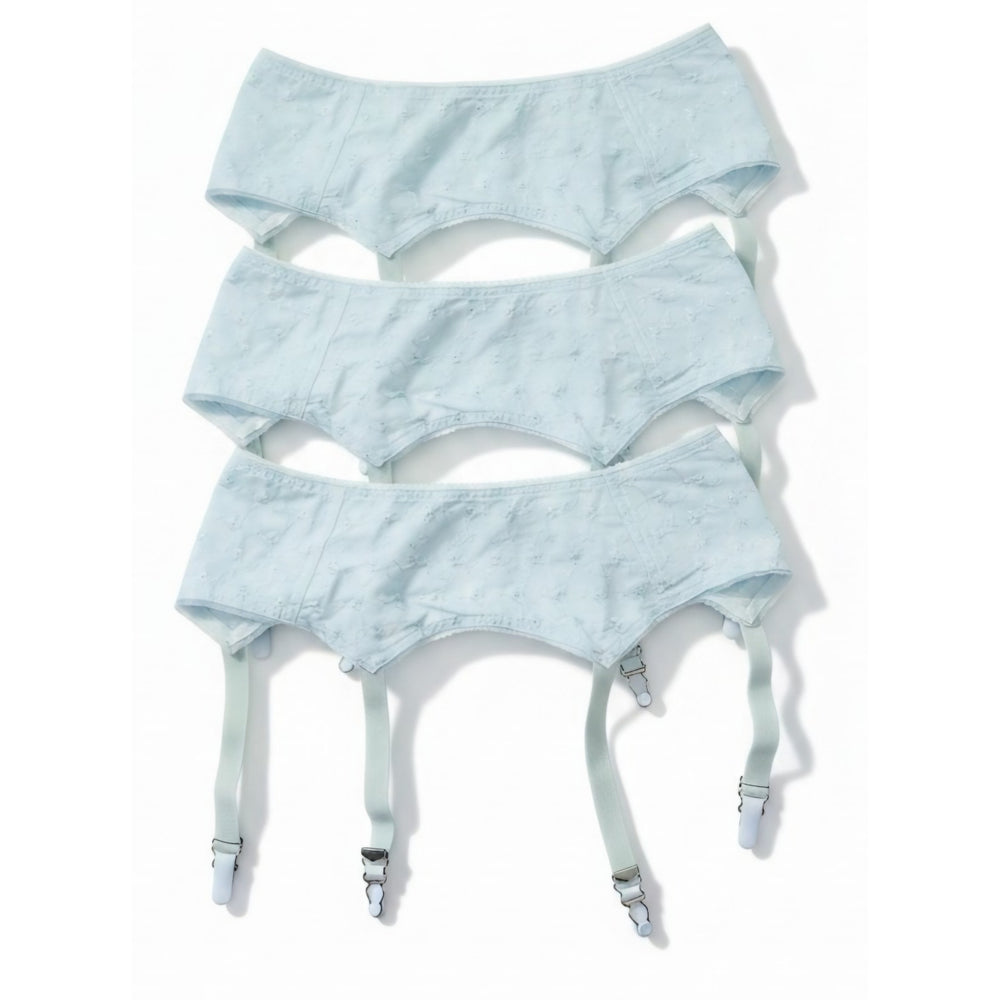 VINTAGE *NEW* 1960's Women's Light Blue Garter Belt w/Flowers Size L Lot of 3