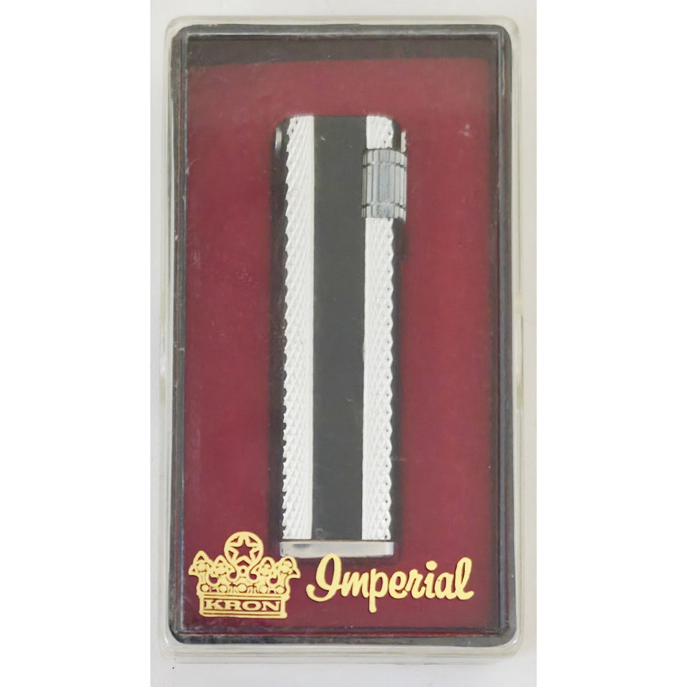 VINTAGE *NEW* 1950's Kron Imperial Black and Silver Lighter Japan
