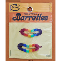 VINTAGE *NEW* 1980's Goody Rainbow Hand Crafted Barrettes Set of 4 On Card RARE