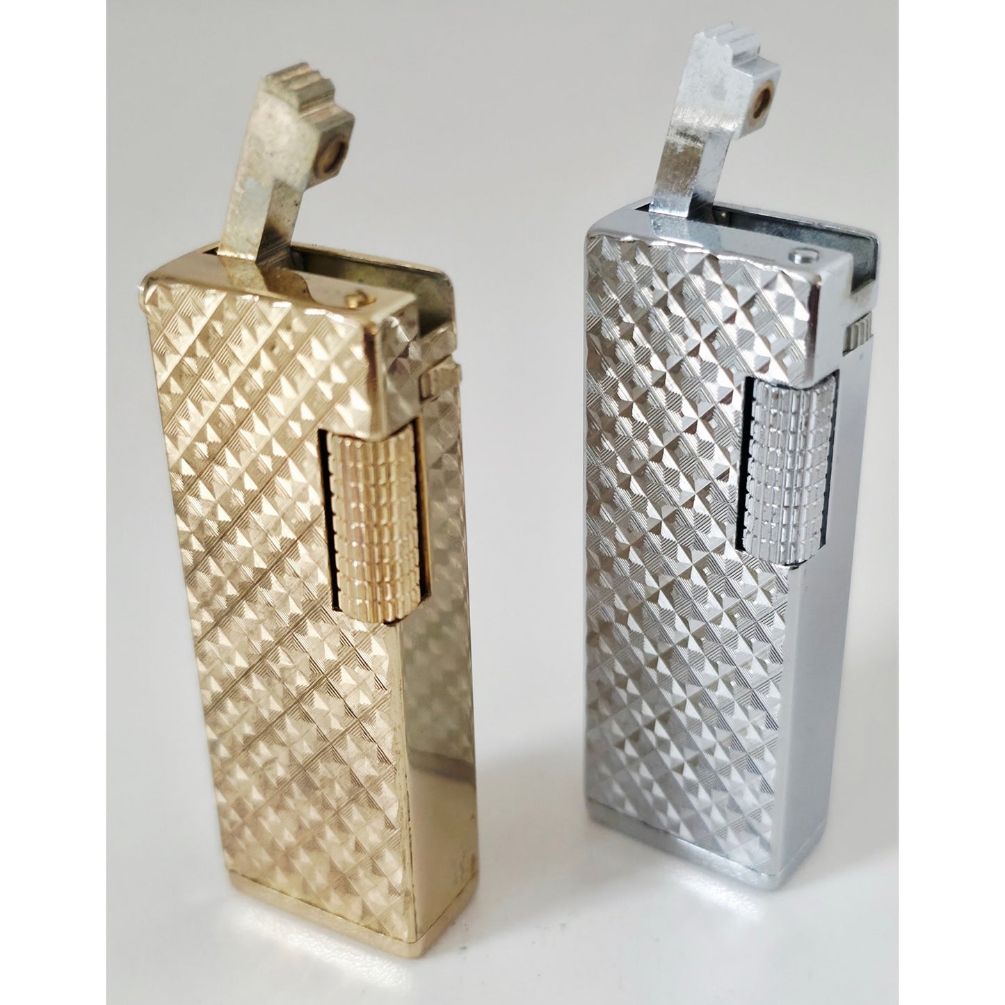 VINTAGE *NEW* 1960's Silver and Gold Textured Lighters by Supreme USA Set of 2
