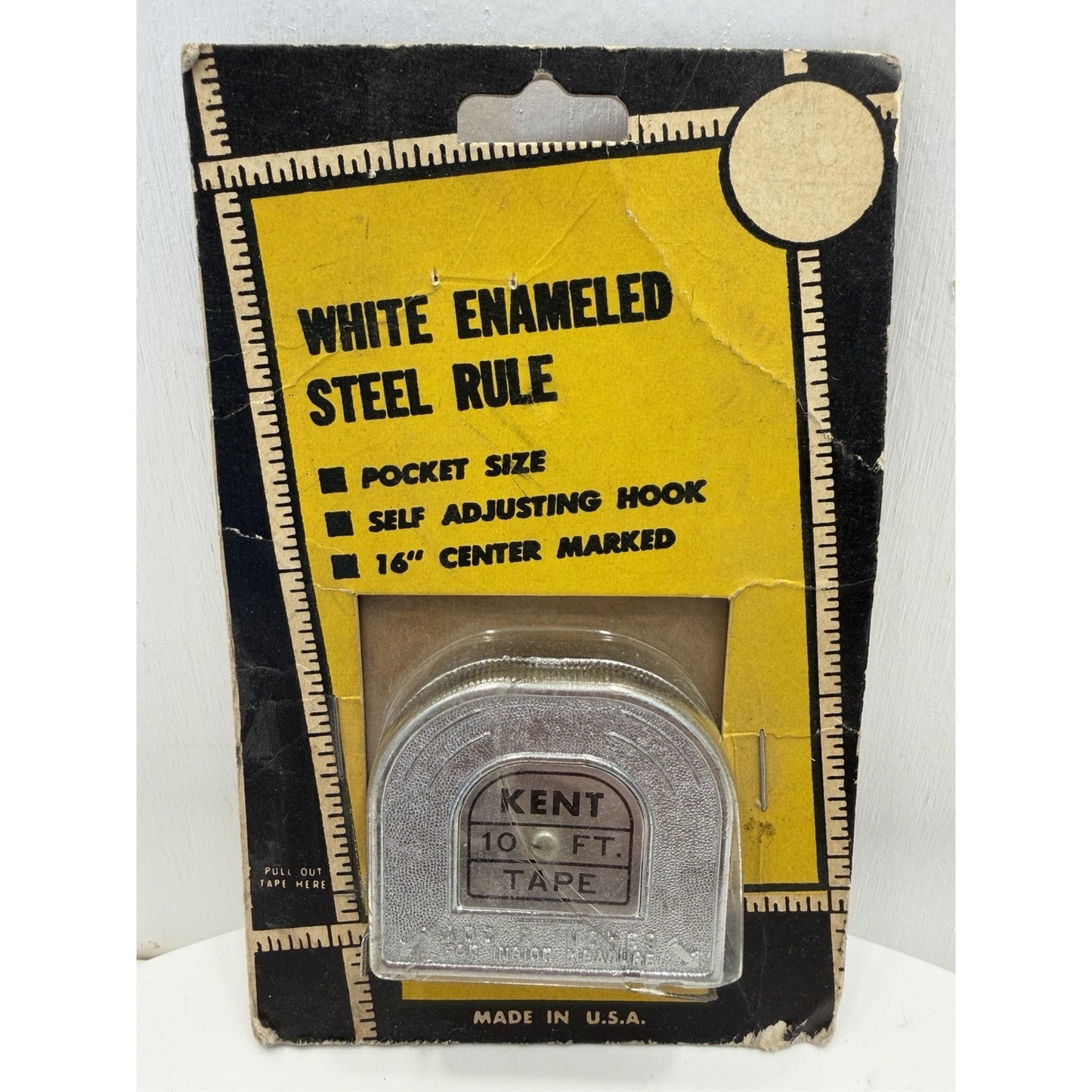 VINTAGE *NEW* 1960's Kent 10ft Inches/Feet White Enameled Measure Tape