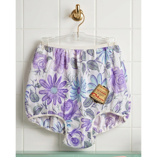 VINTAGE *NEW* 1960's Women's Purple Flower Print Panties Underwear Size 5 (S) USA