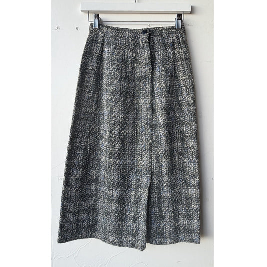 VINTAGE *NEW* 1960's Women's Blue/Gray Lined Italian Tweed Skirt Size 22