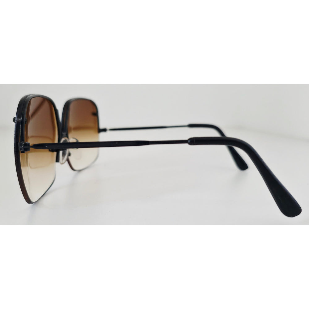 VINTAGE *NEW* 1970's Glam Unisex Sunglasses Black Frame with Smoke Grey Lens