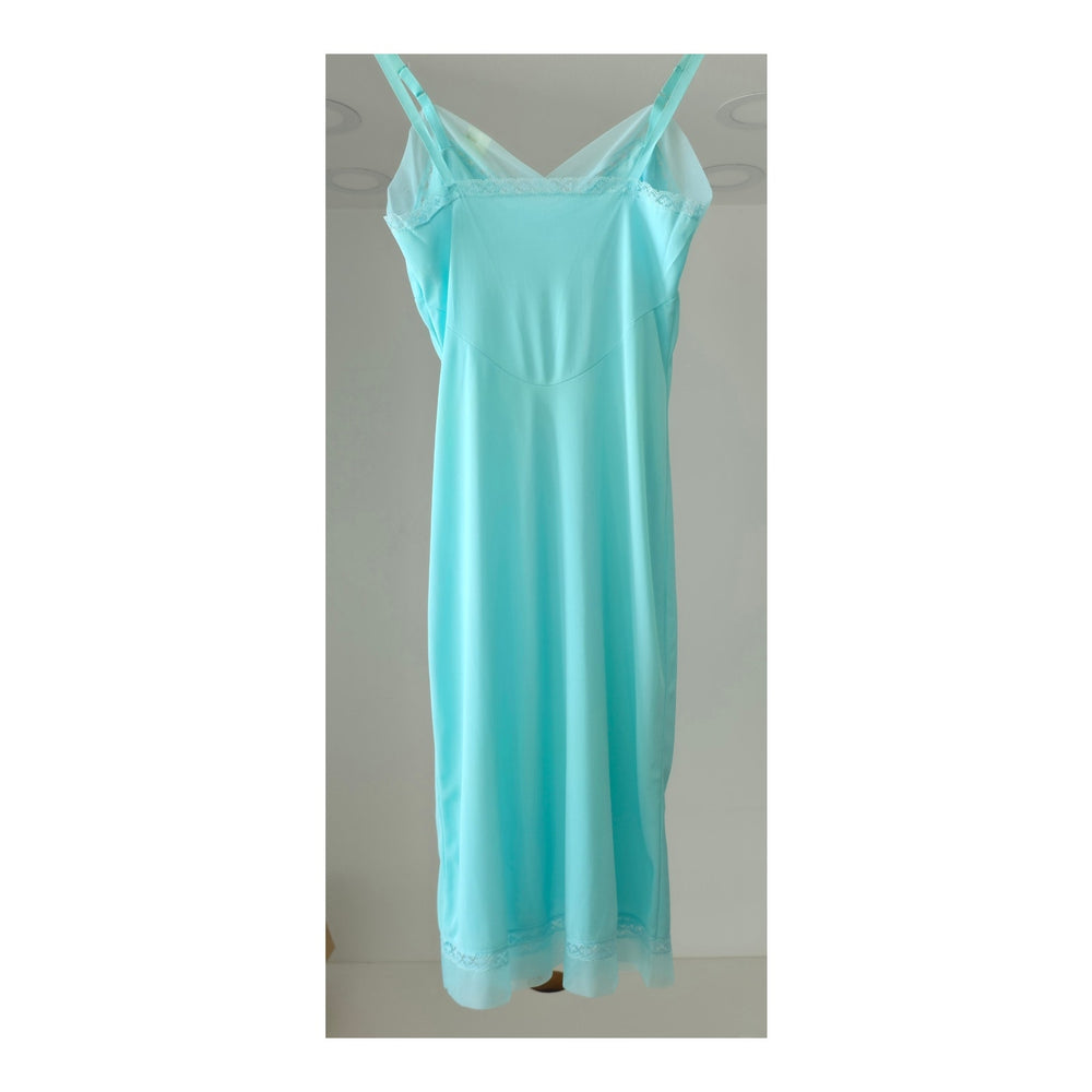 VINTAGE *NEW* 1960's Kayser Women's Light Blue with Lace Trim Slip Dress Junior M