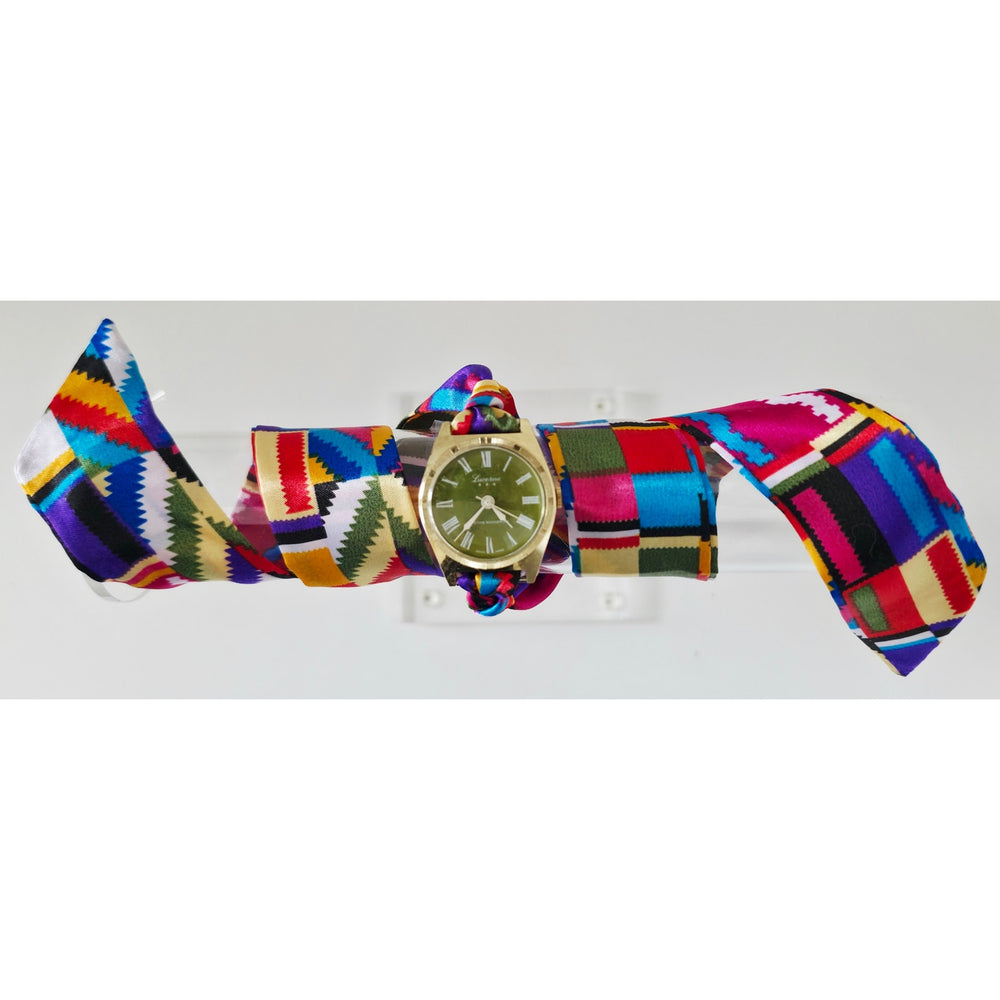 "Frozen In Time" 1960's Vintage Watch Face w/ Silk/Satin Tie Bracelet