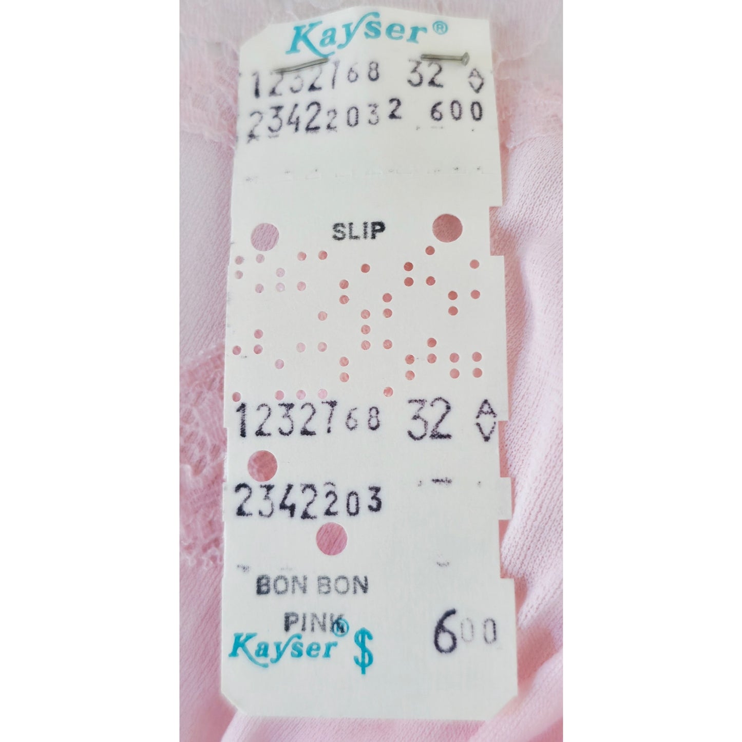 VINTAGE *NEW* 1960's Kayser Light Pink Slip w/ White Lace 100% Nylon Size 32