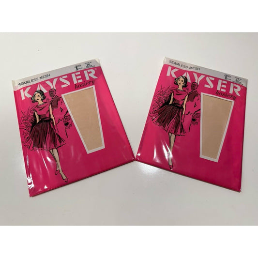 VINTAGE *NEW* 1950's Kayser Hosiery Seamless-Clear Beige Sz 10x2