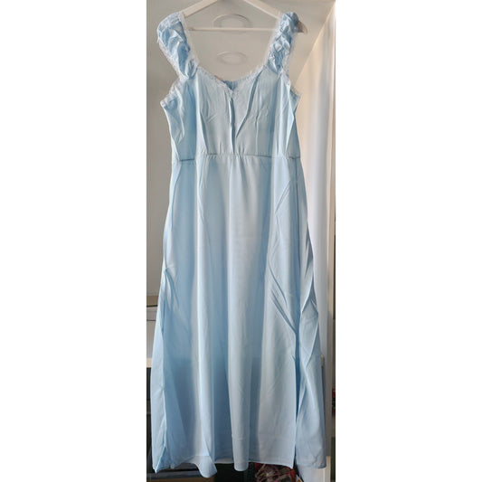 VINTAGE *NEW* 1960's Women's Light Blue Nightgown w/Lace Trim 100% Nylon Size 44