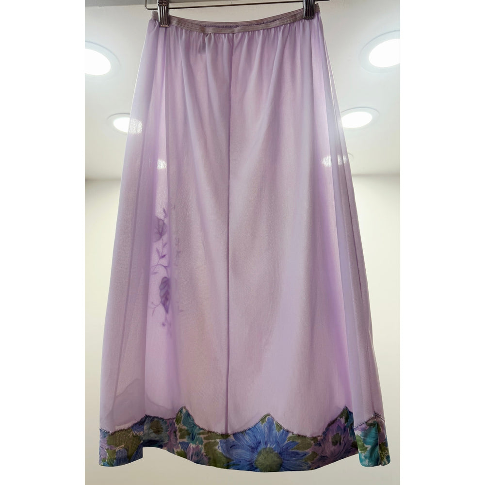 VINTAGE *NEW* 1960's Movie Star Women's Lt Purple Flowered Trim Slip Skirt Sz L