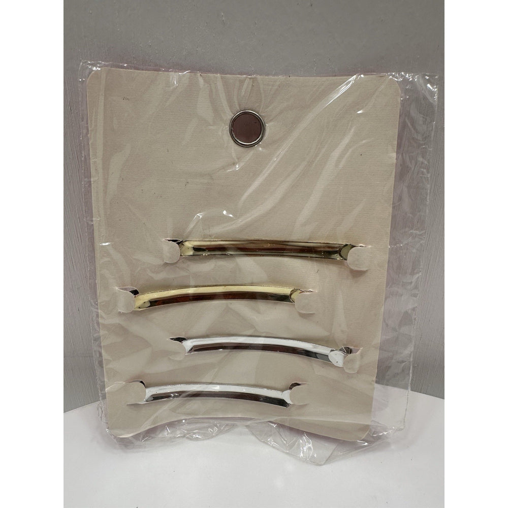 VINTAGE *NEW* 1972 Goody 903 Stay Tight Clasp Barrettes Silver/Gold
