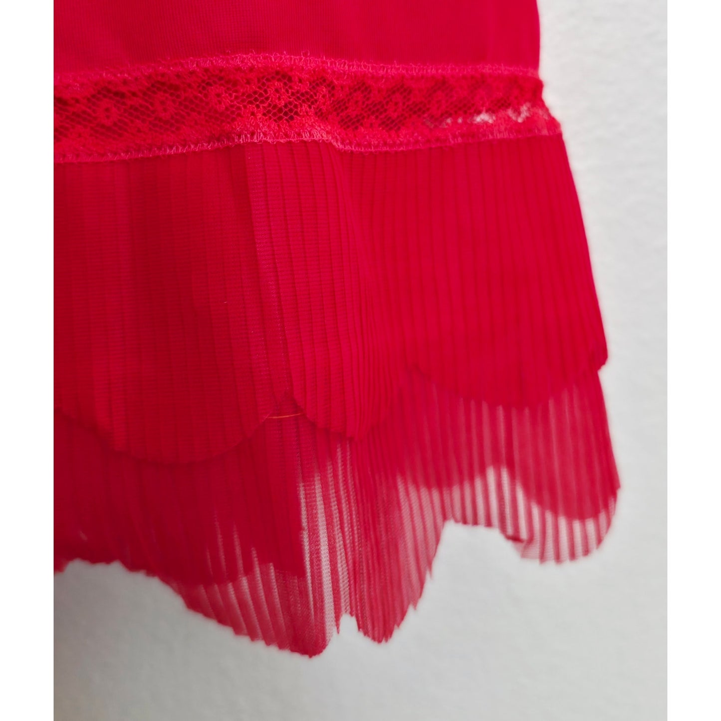 VINTAGE *NEW* 1960's Women's Red with Lace Trim Slip Dress Size 36