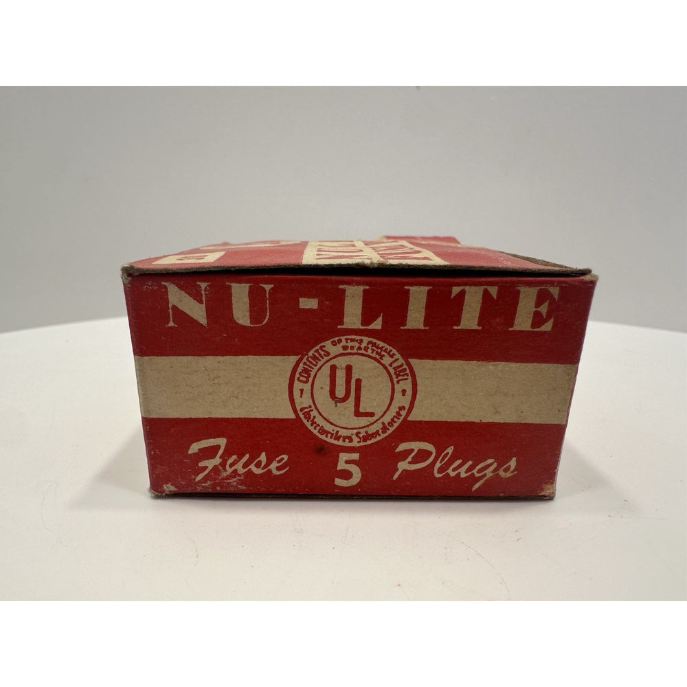 VINTAGE *NEW* 1970's Nu-Lite Glass Fuse Plugs 15 Amp 125 Volt USA, 5 Per Box