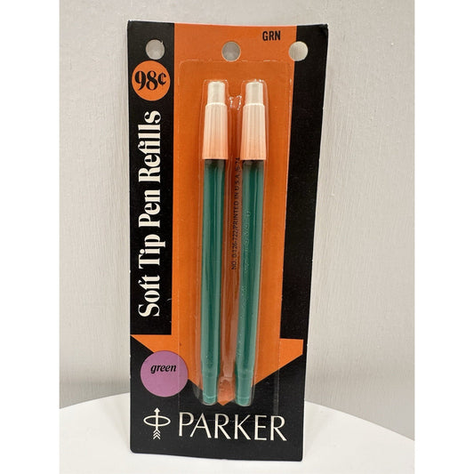 VINTAGE *NEW* 1970's Parker Felt Tip Pen Refill - Green Pack of 2