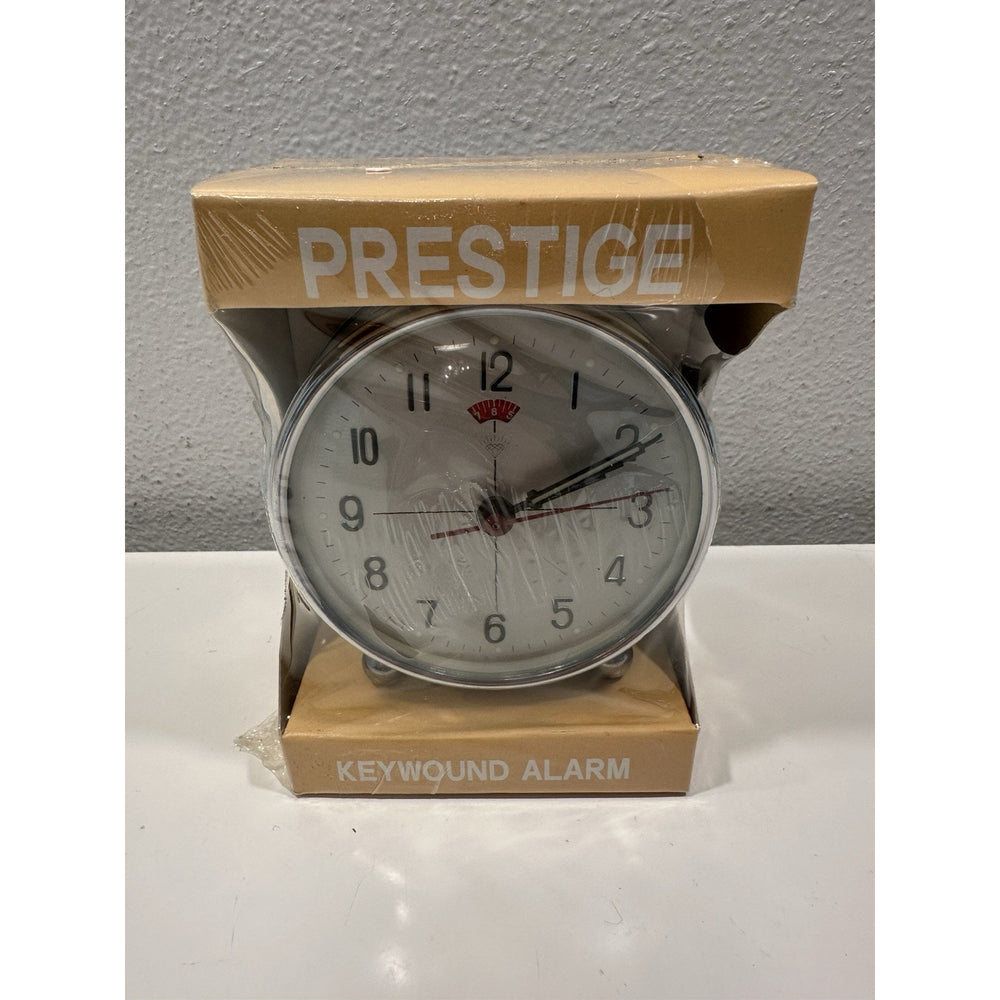 VINTAGE *NEW* 1960's/70's Prestige Keywound Metal Alarm Clock - Blue
