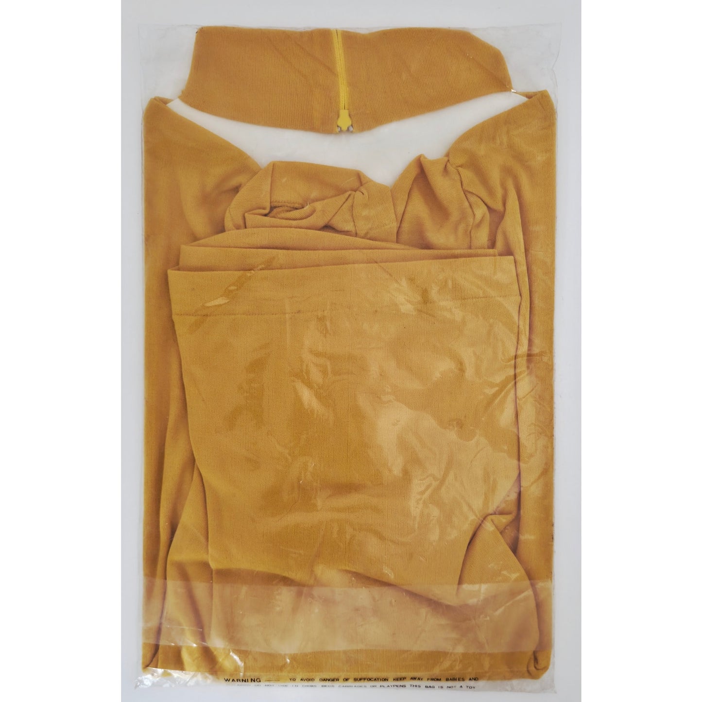VINTAGE *NEW* 1960's Women's Thin Yellow Long Sleeve Mock Neck 100% Nylon Size S
