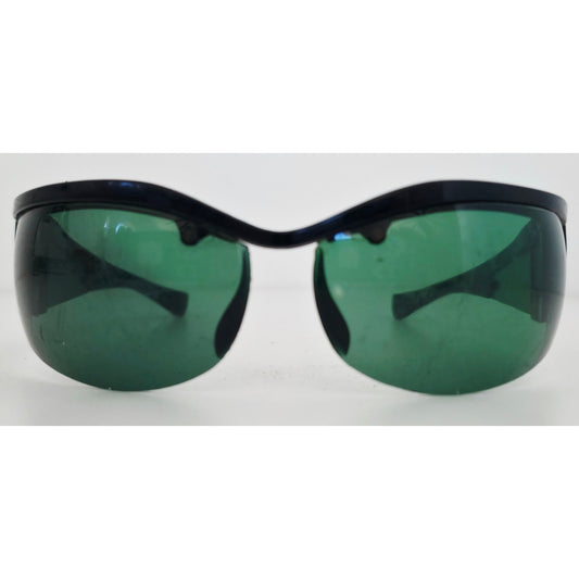 VINTAGE *PRISTINE* 1970's Glam Unisex Black Frame Green Lenses