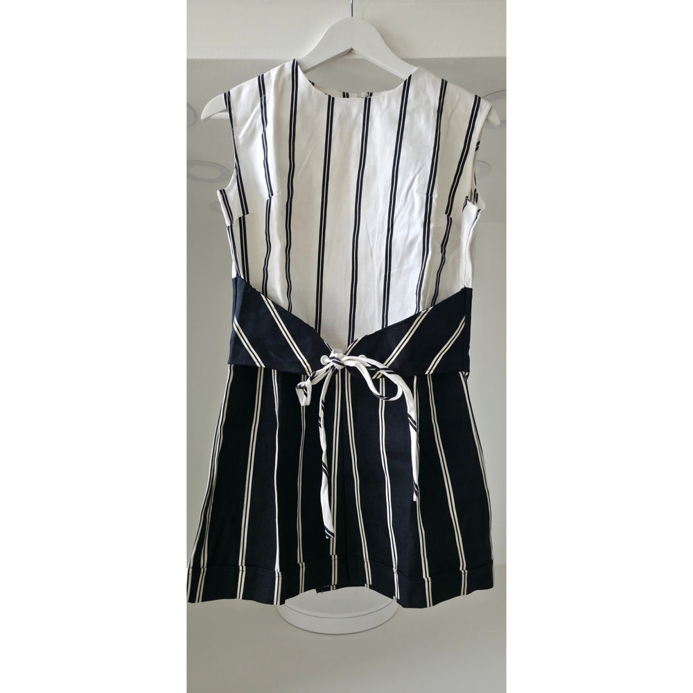 VINTAGE *NEW* 1960's Black & White Stripe Waist Tie Romper Japan Size 10