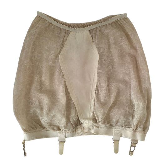 VINTAGE *NEW* 1950's Women's Beige Underwear | Panties w/Garters Size XL