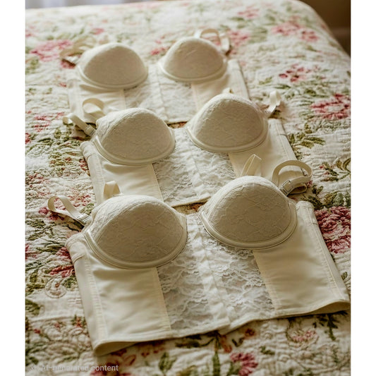VINTAGE *NEW* 1960's Women's White Lace Bustier Bra Corset Size 36B Lot of 3