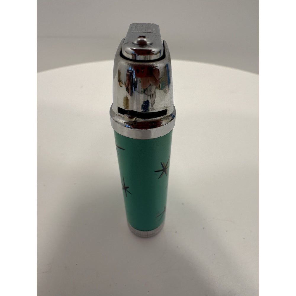 VINTAGE *NEW* 1960's Manor Butane Lighter Aqua w/Stars