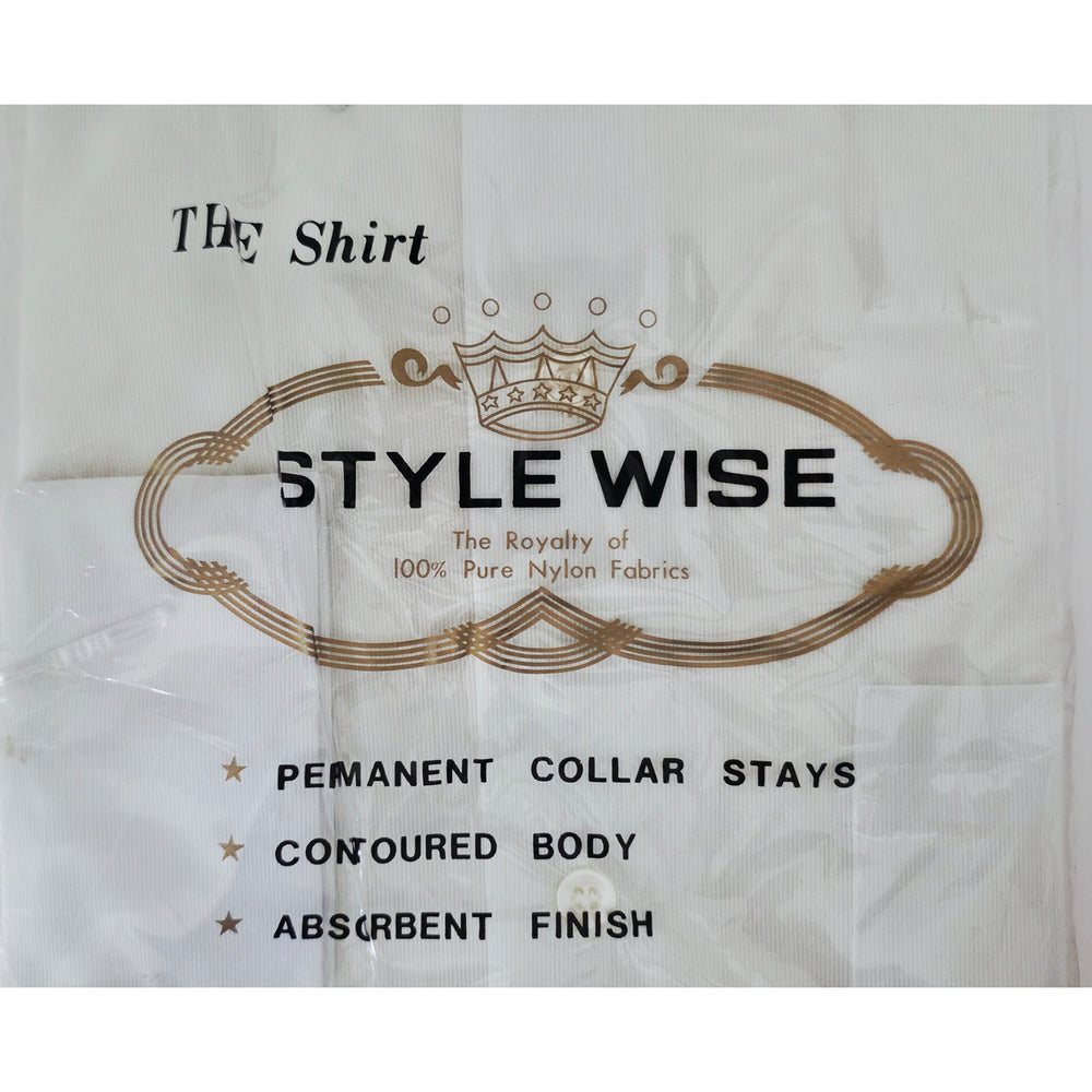 VINTAGE *NEW* 1960's STYLEWISE Men's Pale Green Shirt 100% Nylon Size 14-33