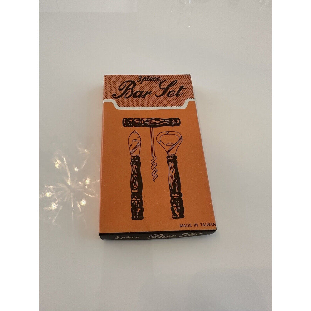 VINTAGE *NEW* 1960's Wooden 3-piece Bar Set