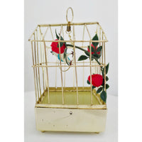 VINTAGE *NEW* 1960's Blue Electronic Musical Bird in Cage Battery Operated